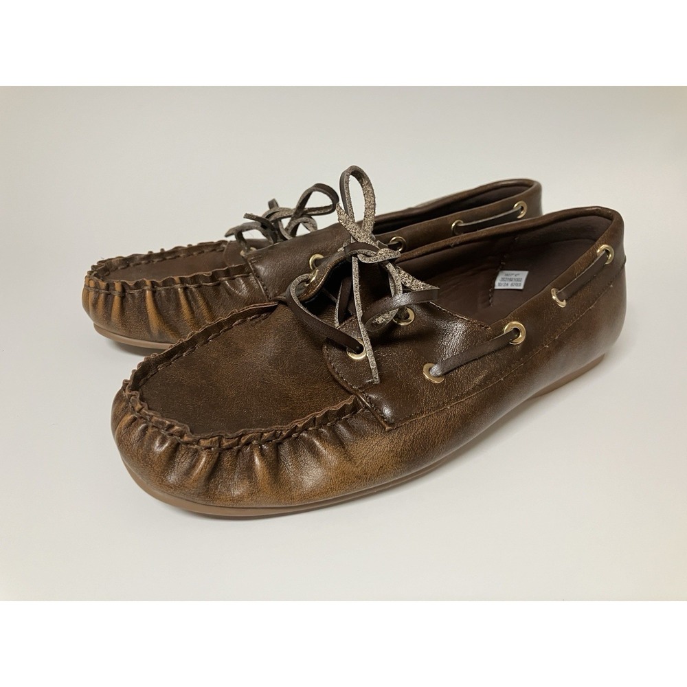 American Eagle AE Brown Faux Leather Boat‎ Shoes Womens 6 NWOT